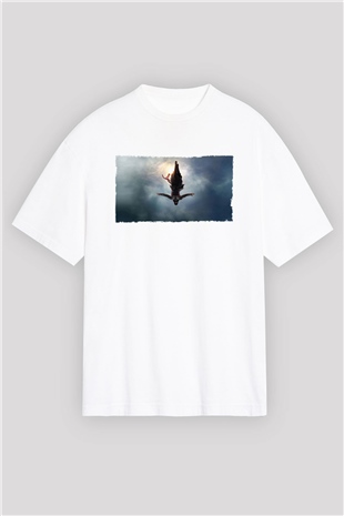 Unisex Assassins Creed Baskılı Beyaz Oversize Tişört