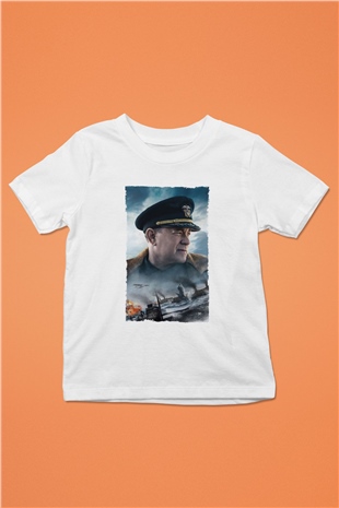 Unisex Atlantik Savaşı (Greyhound) Baskılı Beyaz Çocuk Tişört