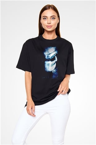 Unisex Av (Predator) Baskılı Siyah Oversize Tshirt