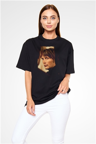 Unisex Av (The Hunt) Baskılı Siyah Oversize Tshirt