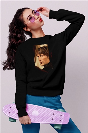 Unisex Av (The Hunt) Baskılı Siyah Sweatshirt