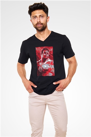 Unisex Avengers Endgame Baskılı Siyah V Yaka Tişört