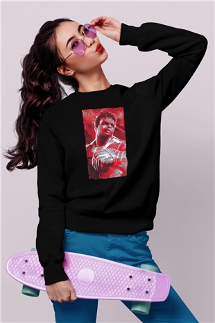 Unisex Avengers Endgame Baskılı Siyah Sweatshirt
