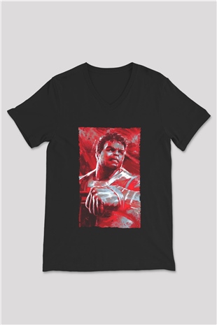 Unisex Avengers Endgame Baskılı Siyah V Yaka Tişört