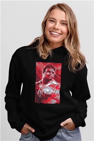 Unisex Avengers Endgame Baskılı Siyah Kapüşonlu Sweatshirt