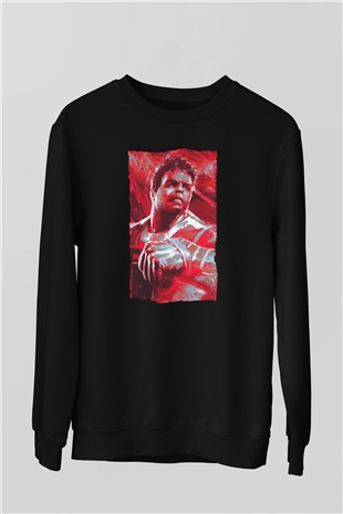 Unisex Avengers Endgame Baskılı Siyah Sweatshirt