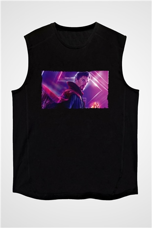 Unisex Avengers Sonsuzluk Savaşı Baskılı Siyah Kolsuz Tshirt
