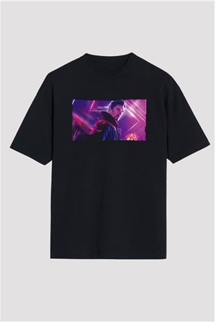 Unisex Avengers Sonsuzluk Savaşı Baskılı Siyah Oversize Tshirt