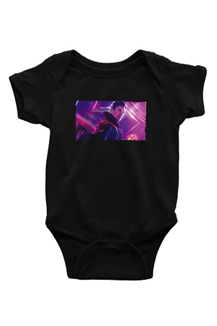 Unisex Avengers Sonsuzluk Savaşı Baskılı Siyah Bebek Body - Zıbın