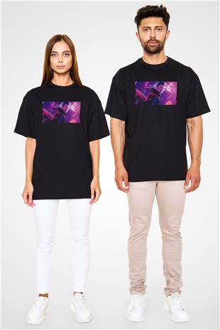Unisex Avengers Sonsuzluk Savaşı Baskılı Siyah Oversize Tshirt