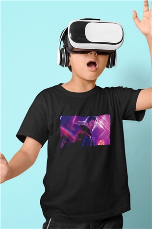 Unisex Avengers Sonsuzluk Savaşı Baskılı Siyah Çocuk Tshirt