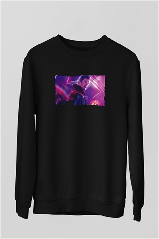Unisex Avengers Sonsuzluk Savaşı Baskılı Siyah Sweatshirt