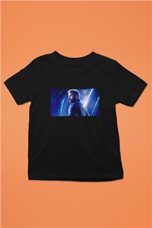 Unisex Avengers Sonsuzluk Savaşı Baskılı Siyah Çocuk Tişört