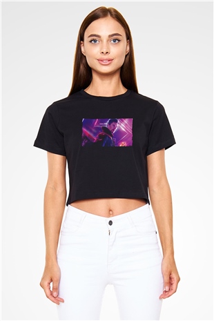 Unisex Avengers Sonsuzluk Savaşı Baskılı Siyah Crop Top Tshirt