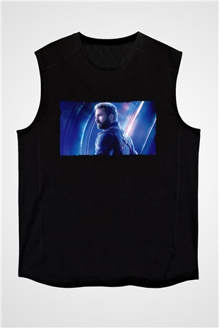 Unisex Avengers Sonsuzluk Savaşı Baskılı Siyah Kolsuz Tişört