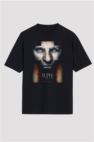 Unisex Ayin (The Rite) Baskılı Siyah Oversize Tshirt