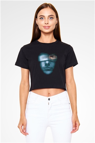 Unisex Azınlık Raporu (Minority Report) Baskılı Siyah Crop Top T-shirt