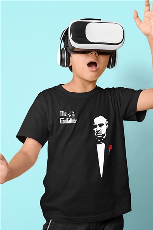 Unisex Baba (The Godfather) Baskılı Siyah Çocuk Unisex Tişört