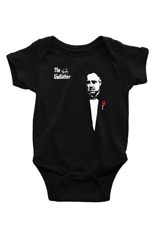 Unisex Baba (The Godfather) Baskılı Siyah Çocuk Unisex Tişört