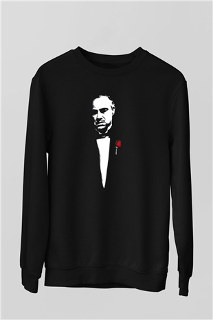 Unisex Baba (The Godfather) Baskılı Siyah Sweatshirt