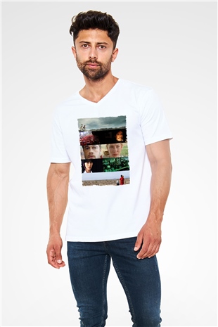 Unisex Babel - Babil Baskılı Beyaz V Yaka Tişört