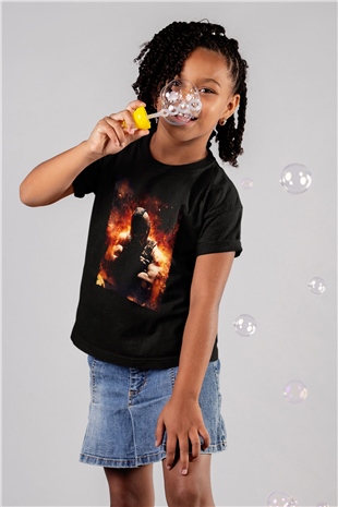 Unisex Bane Baskılı Siyah Çocuk T-Shirt