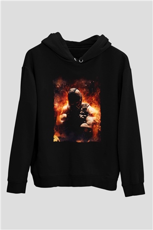 Unisex Bane Baskılı Siyah Kapüşonlu Sweatshirt