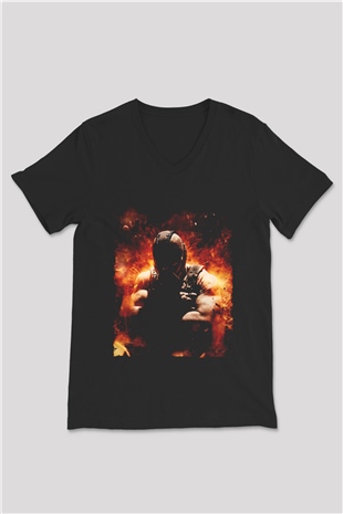 Unisex Bane Baskılı Siyah V Yaka T-shirt