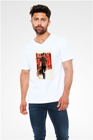 Unisex Barry Seal - Kaçakçı - American Made Baskılı Beyaz V Yaka Tişört