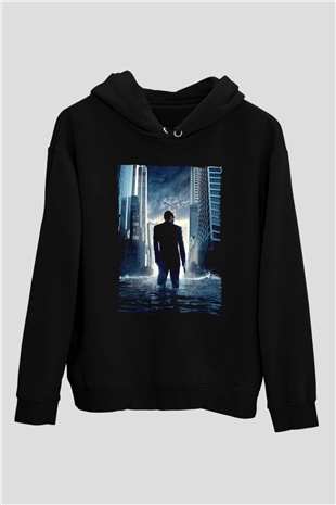 Unisex Başlangıç (Inception) Baskılı Siyah Kapüşonlu Sweatshirt
