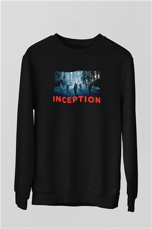 Unisex Başlangıç (Inception) Baskılı Siyah Unisex Sweatshirt