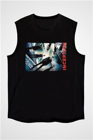 Unisex Başlangıç (Inception) Baskılı Siyah Kolsuz T-shirt