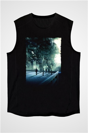 Unisex Başlangıç (Inception) Baskılı Siyah Kolsuz Tshirt