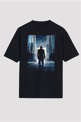 Unisex Başlangıç (Inception) Baskılı Siyah Oversize Tişört