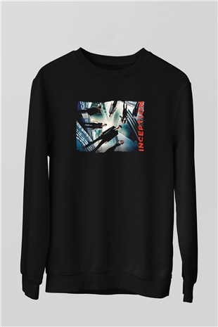 Unisex Başlangıç (Inception) Baskılı Siyah Sweatshirt