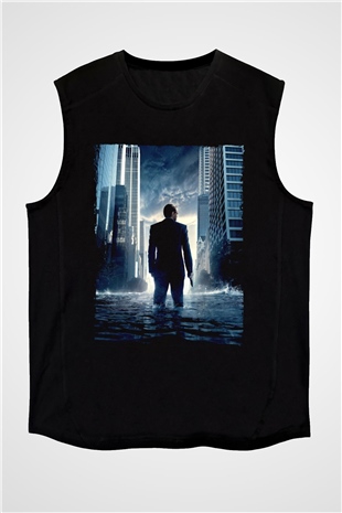 Unisex Başlangıç (Inception) Baskılı Siyah Kolsuz Tişört