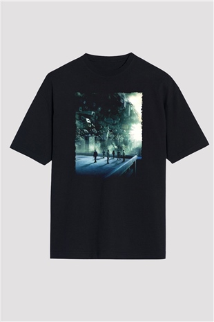 Unisex Başlangıç (Inception) Baskılı Siyah Oversize Tshirt