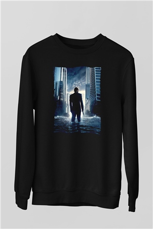 Unisex Başlangıç (Inception) Baskılı Siyah Sweatshirt