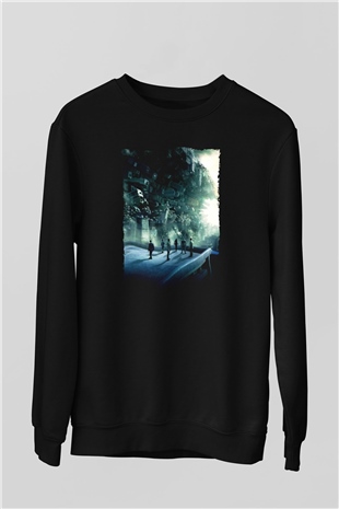 Unisex Başlangıç (Inception) Baskılı Siyah Sweatshirt