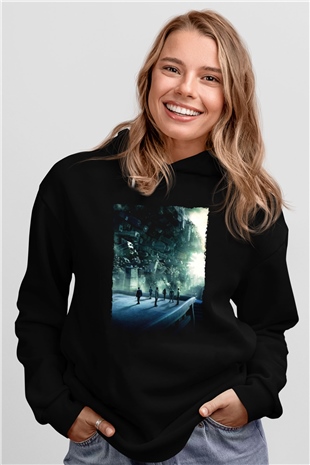 Unisex Başlangıç (Inception) Baskılı Siyah Kapüşonlu Sweatshirt