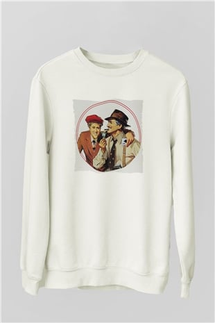 Unisex Belalılar (The Sting) Baskılı Beyaz Sweatshirt