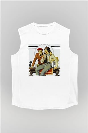 Unisex Belalılar (The Sting) Baskılı Beyaz Kolsuz Tshirt