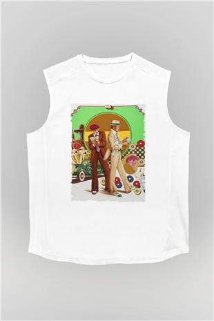 Unisex Belalılar (The Sting) Baskılı Beyaz Kolsuz T-shirt