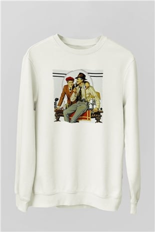Unisex Belalılar (The Sting) Baskılı Beyaz Sweatshirt