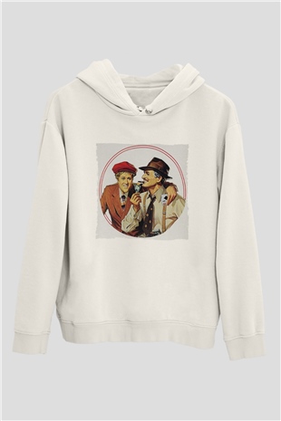 Unisex Belalılar (The Sting) Baskılı Beyaz Kapüşonlu Sweatshirt