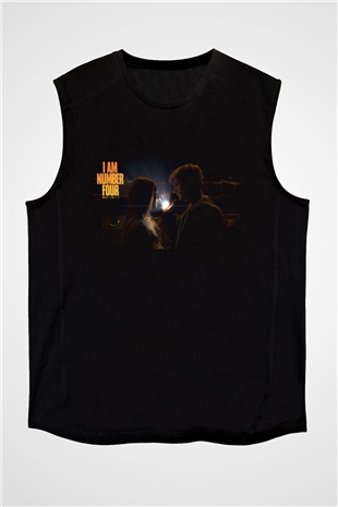 Unisex Ben Dört Numara (I Am Number Four) Baskılı Siyah Kolsuz Tshirt