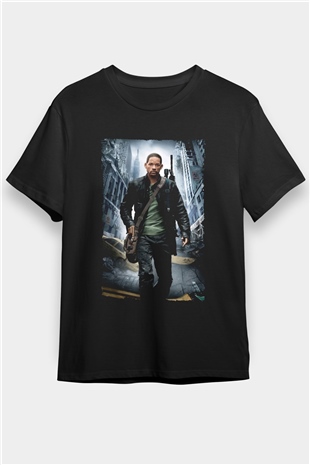 Ben Efsaneyim (I Am Legend) Baskılı Siyah T-shirt