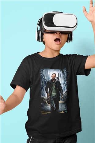 Unisex Ben Efsaneyim (I Am Legend) Baskılı Siyah Çocuk T-shirt