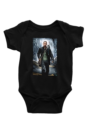 Unisex Ben Efsaneyim (I Am Legend) Baskılı Siyah Bebek Body - Zıbın