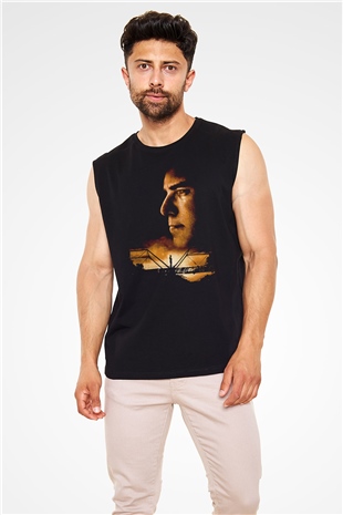 Unisex Bıçak Sırtı (Sling Blade) Baskılı Siyah Kolsuz T-shirt